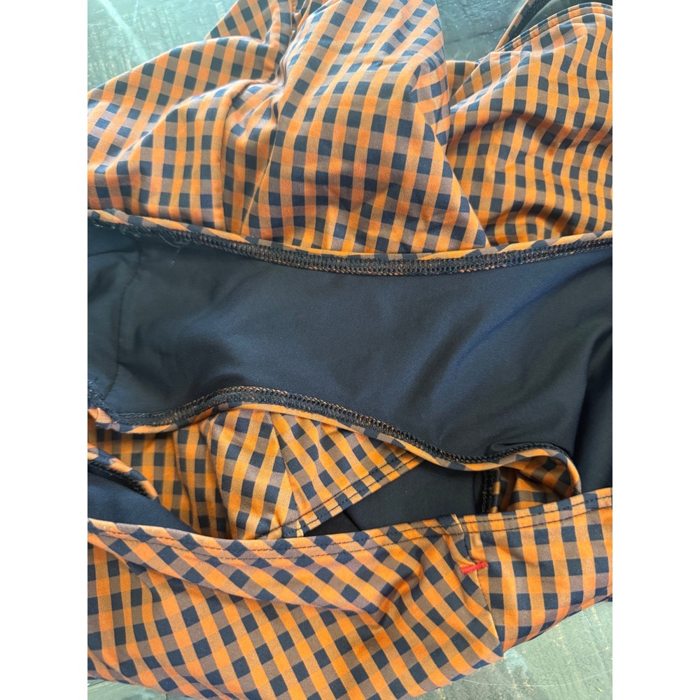 Everlane ReNew Square-Neck One-Piece Swimsuit Orange Black Gingham XL - Picture 4 of 6